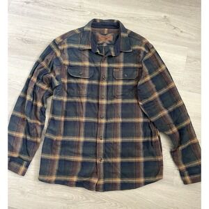 Men's Orvis Heavyweight Flannel Shirt Jacket Pockets L Plaid Multicolor Outdoor